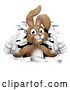 Vector Illustration of Easter Bunny Thumbs up Coming out of Background by AtStockIllustration