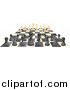 Vector Illustration of Ebony and Ivory Chess Pieces Lined up on a Board During a Chess Game, One Ivory Forward by AtStockIllustration