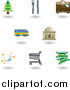 Vector Illustration of Eight Shiny Lodging and Travel Icons by AtStockIllustration
