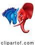 Vector Illustration of Elephant and Donkey Politics Election Face off by AtStockIllustration