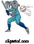 Vector Illustration of Elephant Baseball Player Mascot Swinging Bat by AtStockIllustration