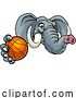 Vector Illustration of Elephant Basketball Ball Sports Animal Mascot by AtStockIllustration