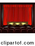 Vector Illustration of Empty Seats Facing a Red Curtain in a Theater by AtStockIllustration