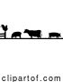 Vector Illustration of Farm Animal Silhouettes Field Scene Landscape by AtStockIllustration