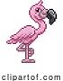 Vector Illustration of Flamingo Bird Pixel Art Video Game Animal by AtStockIllustration