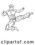 Vector Illustration of Flying Kick Karate or Kung Fu Guy by AtStockIllustration