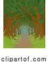 Vector Illustration of Forest Background Fairytale Woodland Path Scene by AtStockIllustration