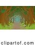 Vector Illustration of Forest Trees Background Fantasy Landscape Scene by AtStockIllustration