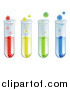 Vector Illustration of Four Colorful Test Tubes with Bubbles by AtStockIllustration