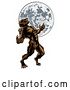 Vector Illustration of Full Length Werewolf Beast Howling and Transforming Against a Full Moon by AtStockIllustration