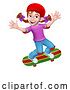 Vector Illustration of Girl Kid on Skateboard Skateboarding by AtStockIllustration