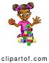 Vector Illustration of Girl Playing with Building Blocks by AtStockIllustration