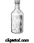 Vector Illustration of Glass Drink Bottle Vintage Woodcut Etching Style by AtStockIllustration