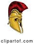 Vector Illustration of Gold and Red Trojan Spartan Helmet by AtStockIllustration