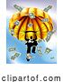 Vector Illustration of Golden Parachute Cash Silhouette Businessman by AtStockIllustration