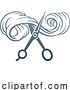 Vector Illustration of Gradient Blue Scissors Cutting Hair by AtStockIllustration