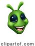 Vector Illustration of Green Alien Cute Emoticon Martian Face by AtStockIllustration