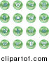 Vector Illustration of Green Icons of Security Symbols on a White Background by AtStockIllustration