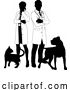 Vector Illustration of Guy and Lady Vets Dog and Cat Pets Silhouette by AtStockIllustration