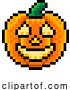 Vector Illustration of Halloween Pumpkin Lantern Pixel Art Game Icon by AtStockIllustration