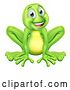 Vector Illustration of Happy Cartoon Green Frog by AtStockIllustration