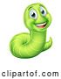 Vector Illustration of Happy Cartoon Green Worm by AtStockIllustration