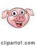 Vector Illustration of Happy Cartoon Pink Pig Mascot Face by AtStockIllustration