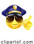 Vector Illustration of Happy Cartoon Policeman Emoticon Emoji Face Icon by AtStockIllustration