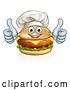 Vector Illustration of Happy Cheeseburger Chef Character Giving Two Thumbs up by AtStockIllustration
