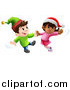 Vector Illustration of Happy Children Wearing Hats and Dancing to Christmas Music by AtStockIllustration