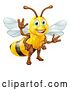 Vector Illustration of Happy Friendly Bee Mascot Waving by AtStockIllustration