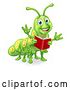 Vector Illustration of Happy Green Caterpillar Holding a Book by AtStockIllustration