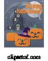 Vector Illustration of Happy Halloween Haunted House Pumpkin Background by AtStockIllustration