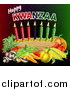 Vector Illustration of Happy Kwanzaa Greeting with Vegetables and Candles by AtStockIllustration