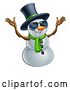 Vector Illustration of Happy Snowman Wearing a Top Hat and Sunglasses by AtStockIllustration