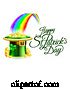 Vector Illustration of Happy St Patricks Day Greeting with a Hat of Gold at the End of the Rainbow by AtStockIllustration