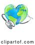 Vector Illustration of Health Concept Stethoscope Heart Earth World Globe by AtStockIllustration