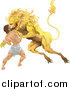 Vector Illustration of Hercules Wrestling Nemean Lion During His First Task by AtStockIllustration