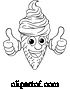 Vector Illustration of Ice Cream Cone Character Mascot Thumbs up by AtStockIllustration