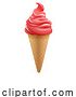 Vector Illustration of Ice Cream Strawberry Frozen Yogurt Icecream Cone by AtStockIllustration