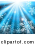Vector Illustration of Icy Snowflakes in Blue Rays of Light by AtStockIllustration