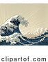 Vector Illustration of Japanese Great Wave Sea Japan Engraved Art Design by AtStockIllustration