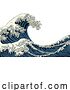 Vector Illustration of Japanese Great Wave Sea Japan Engraved Art Design by AtStockIllustration