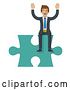 Vector Illustration of Jigsaw Puzzle Piece Businessman Mascot by AtStockIllustration