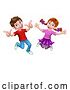 Vector Illustration of Jumping Girl and Boy Children Children by AtStockIllustration