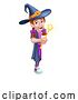 Vector Illustration of Kid Girl Child Halloween Witch Sign by AtStockIllustration
