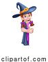 Vector Illustration of Kid Girl Child Halloween Witch Sign by AtStockIllustration