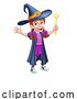 Vector Illustration of Kid Girl Child in Witch Halloween Costume by AtStockIllustration