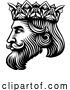 Vector Illustration of King Medieval Crown Head Face Vintage Woodcut by AtStockIllustration