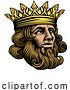 Vector Illustration of King Medieval Crown Head Face Vintage Woodcut by AtStockIllustration